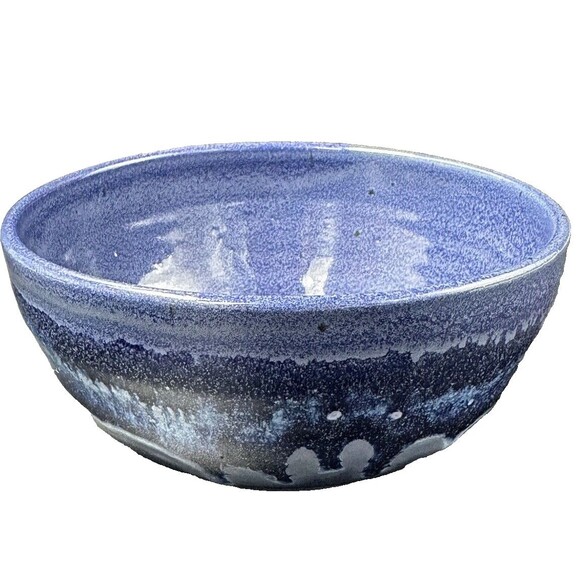 Two Tone Blue Marble Glazed Stoneware Pottery Cereal Soup Ice Cream Bowls 4 - Picture 10 of 16